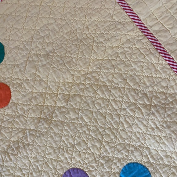 Vintage Handmade Circus Themed Yellow Nursery Crib Blanket - Picture 8 of 10